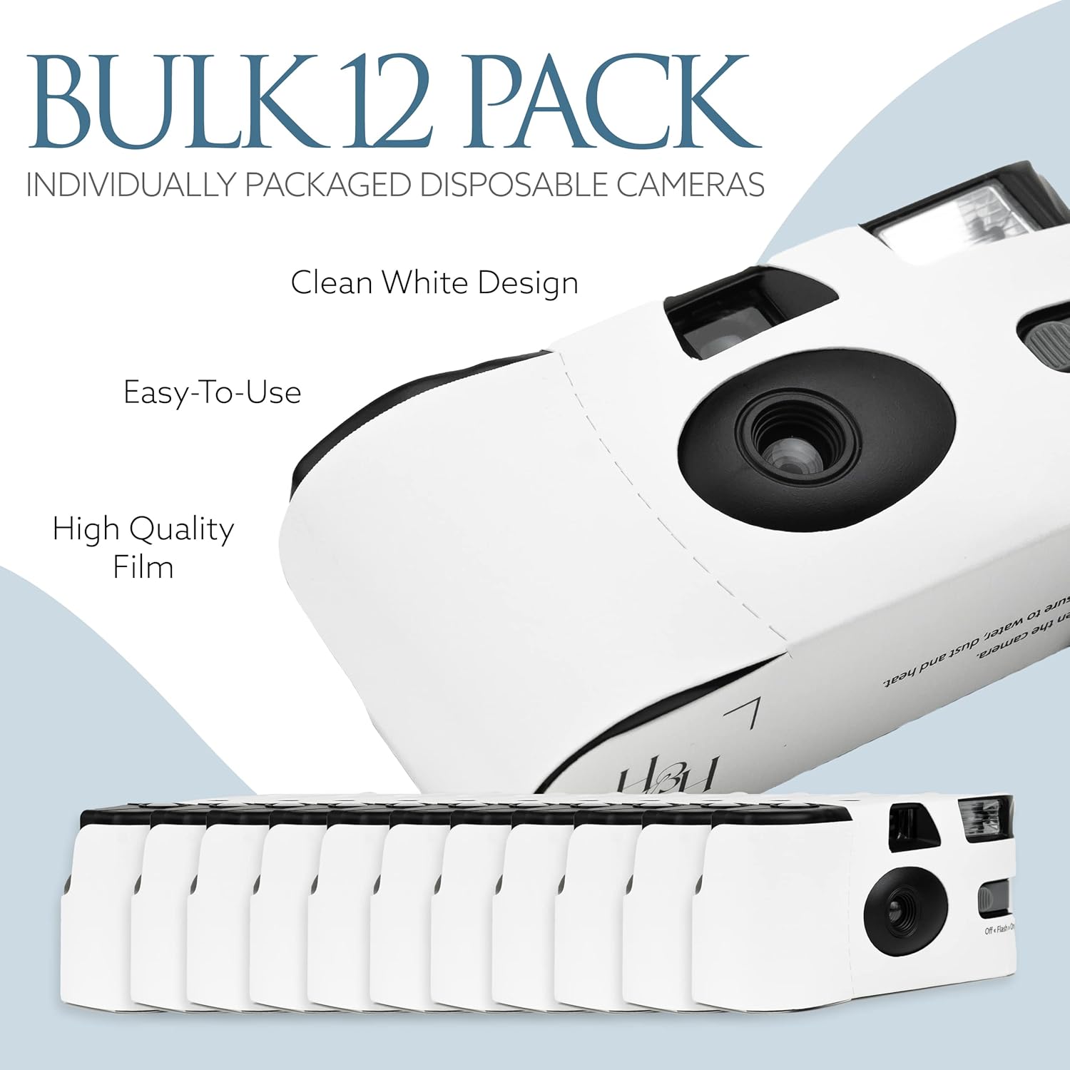 White Disposable Cameras for Wedding (12 Pack) – Deluxe Disposable Camera Bulk Set Perfect for Weddings! – Includes Carrying Tote & Development Discount – USA-Made Film, 27 Photos - Image 2